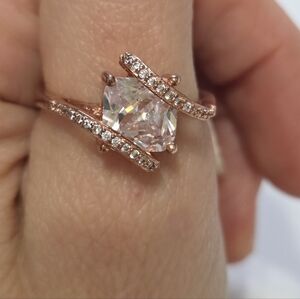 Nwt Charmed Aroma Sterling Silver Square Gem Ring With Rose Gold Metal Details 9